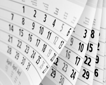 Kalender in schwarz-weiß
