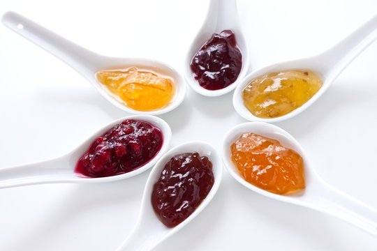 Fruit Jams In China Spoons