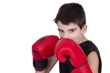 Young guy with boxing gloves, lifestyle and sport