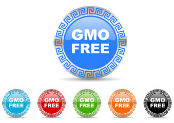 gmo free icon vector set