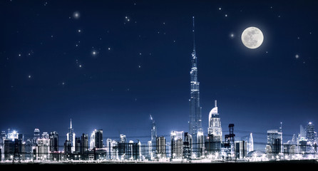 Naklejka premium Dubai night cityscape