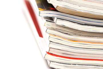 Colorful magazines up close