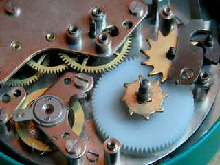 Old clock gear mechanism