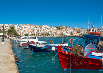 Fototapeta na wymiar Greek fishing boats in Sitia.