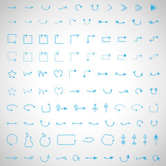 Arrows And Lines Hand Drawn Set - Isolated On Gray