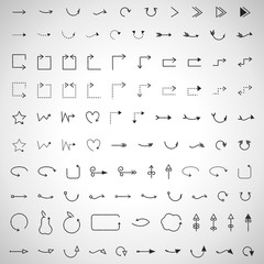 Arrow Icons Set - Isolated On Gray Background