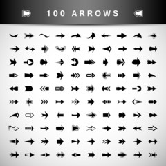 Arrow Icons Set - Isolated On Gray Background