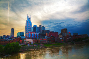 Fototapeta na wymiar Downtown Nashville cityscape in the evening