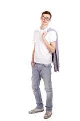 Portrait of a young man, isolated on white background