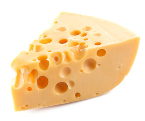 Piece of cheese, isolated on white