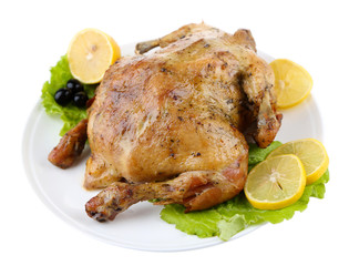 Whole roasted chicken with vegetables