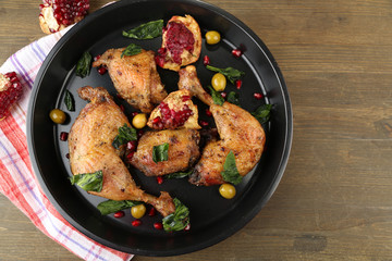 Homemade fried chicken drumsticks with vegetables