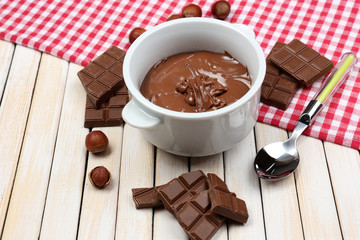 Sweet chocolate hazelnut spread with whole nuts and mint