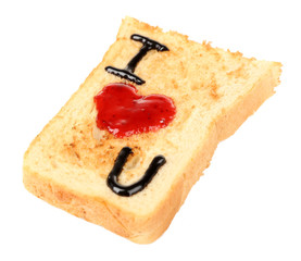 Delicious toast with jam isolated on white