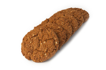 Oatmeal cookies on a white background