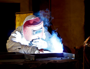 steel welder at work