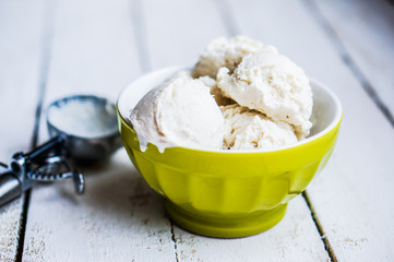 Vanilla ice-cream on white background