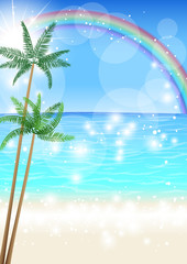 Fototapeta na wymiar 南の島の海と虹