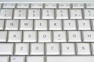 qwerty on laptop metallic keyboard