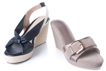 shoe. woman sandal on a background