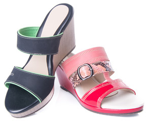 shoe. woman sandal on a background