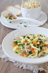 Chicken soup with homemade noodles