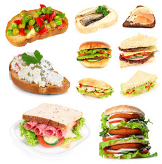 Tasty sandwiches isolated on white
