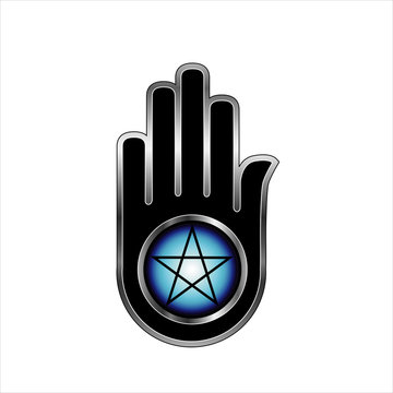 Hand with a Pentacle- Logo to symbolize satanism or mind control