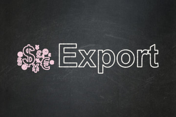 Business concept: Finance Symbol and Export on chalkboard