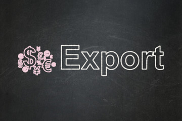 Obraz premium Business concept: Finance Symbol and Export on chalkboard