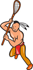 Native American Lacrosse Player Crosse Stick