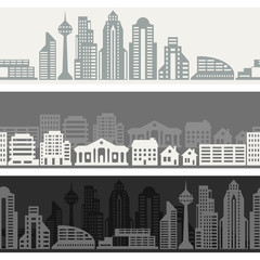 Fototapeta premium Cityscape seamless horizontal banners with buildings.