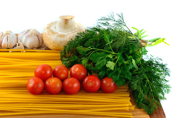 tomato paste garlic and mushrooms on a cutting board