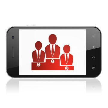 Finance concept: Business Team on smartphone