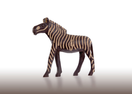 Wood toy zebra isolated
