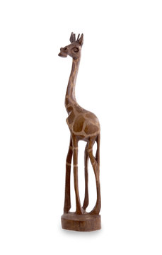 Wood toy giraffe isolated
