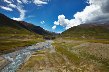 River and mountain landscape in Tibet