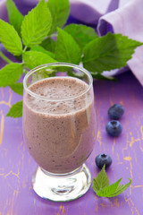 Drink-blueberry smoothie. selective focus.