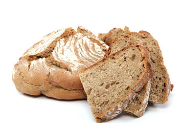 Slices of bread on white background.