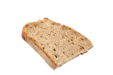 Bread slice on white background.