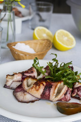Grilled squid with salad