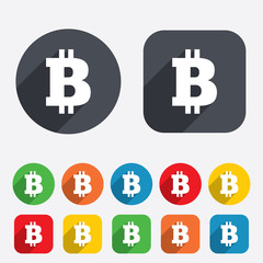 Obraz premium Bitcoin sign icon. Cryptography currency symbol