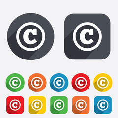 Copyright sign icon. Copyright button.