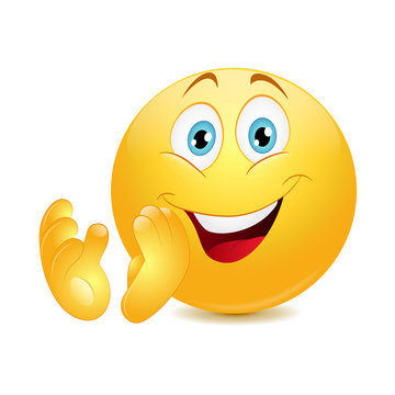 Emoticon showing thumb up. Vector.