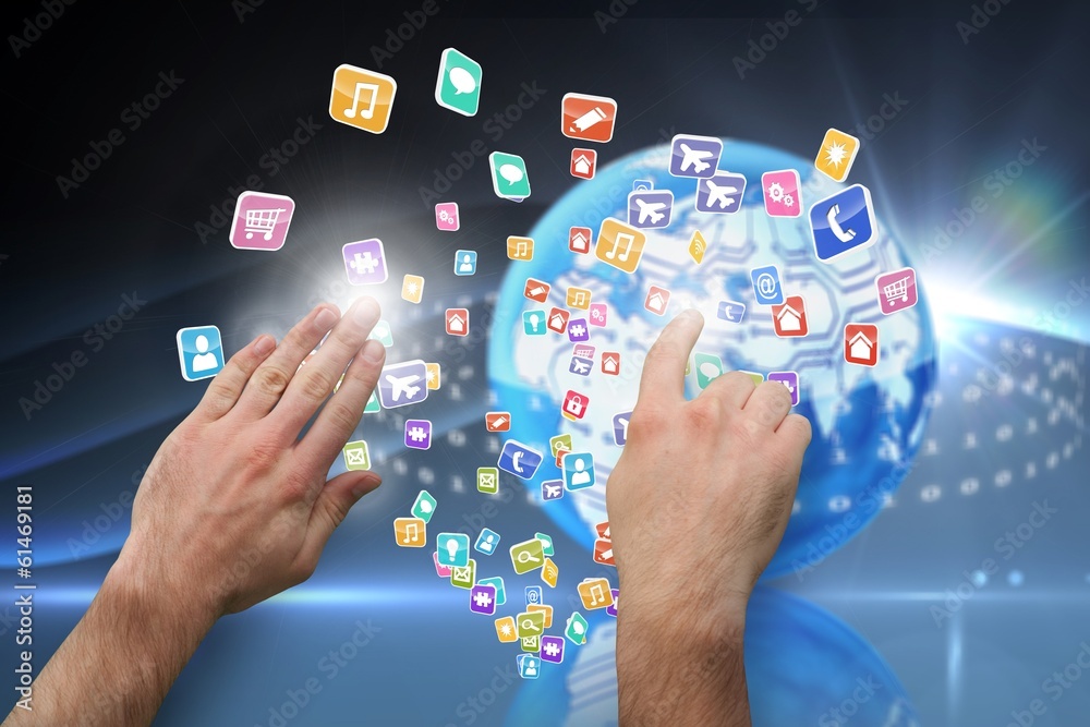 Aufkleber Composite image of hands pointing and presenting