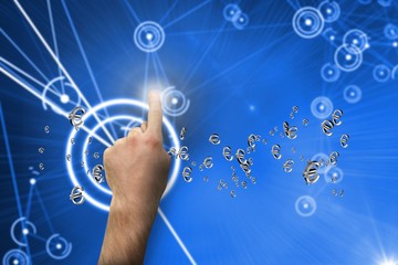 Composite image of hand pointing