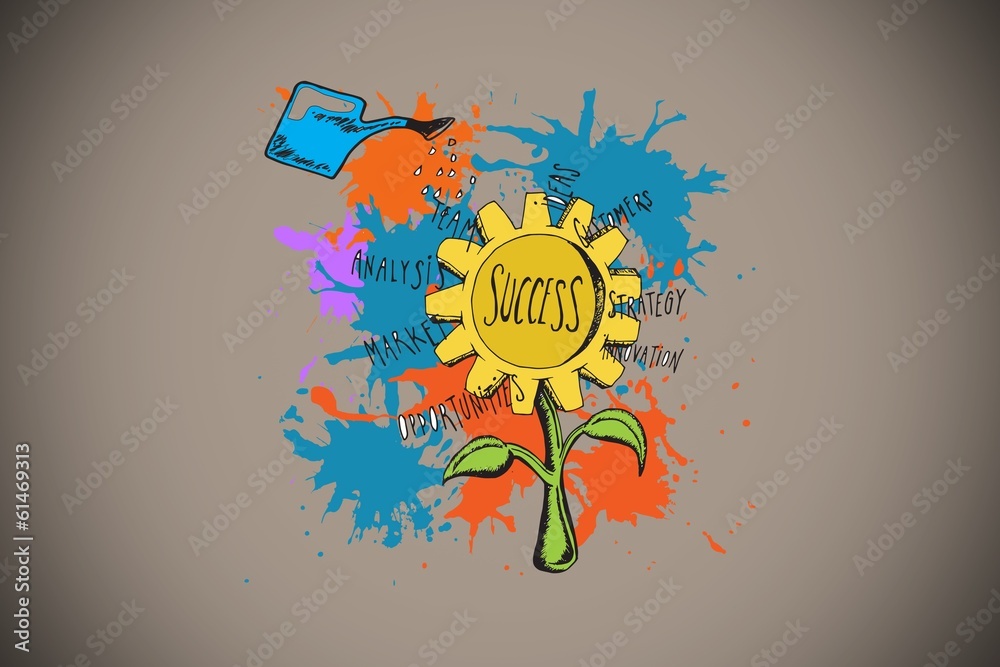 Poster composite image of success concept on paint splashes