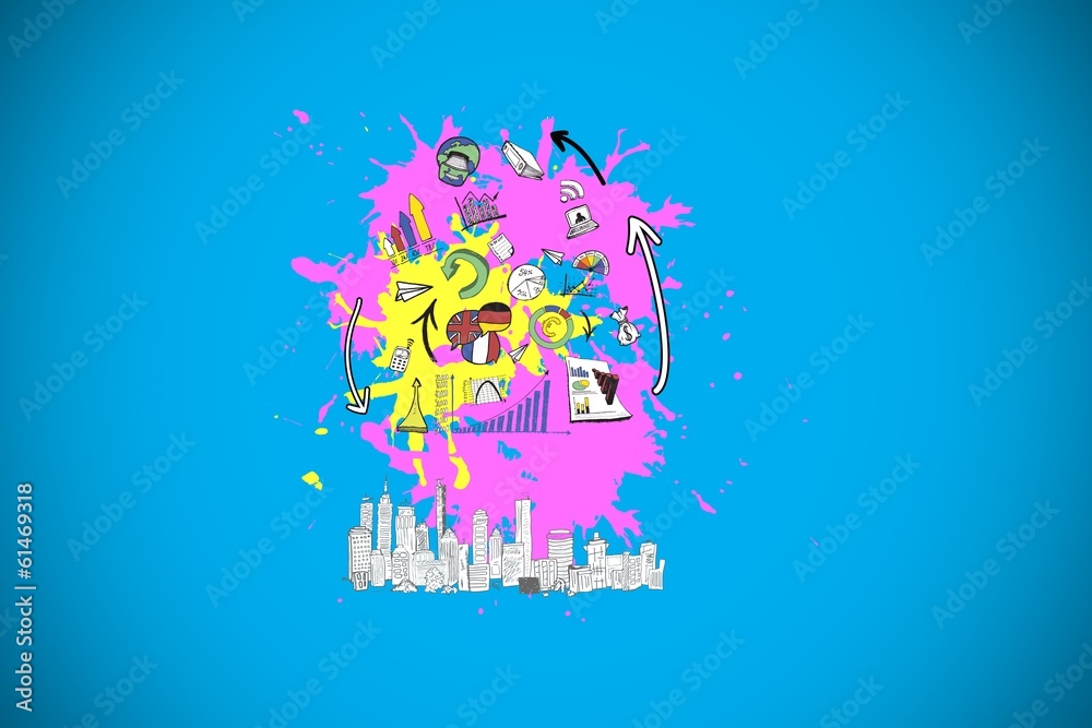 Poster Composite image of brainstorm on paint splashes