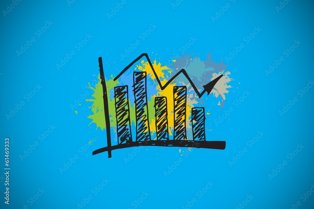 Aufkleber composite image of bar chart on paint splashes