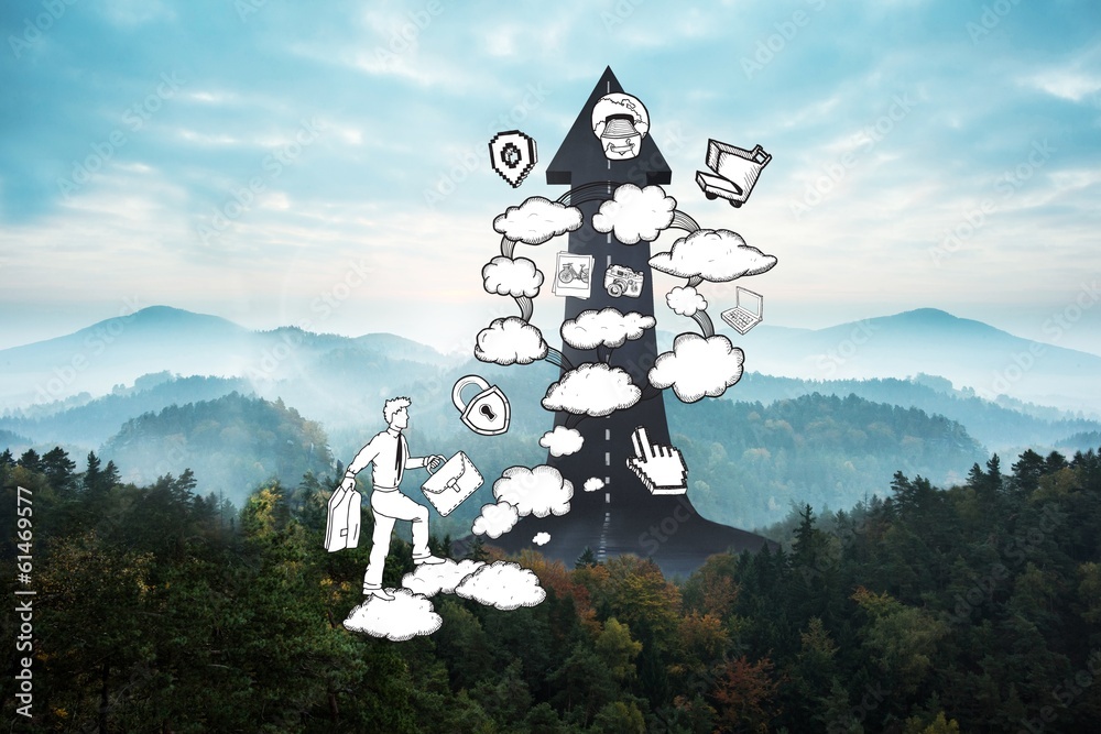 Poster Composite image of cloud computing doodle
